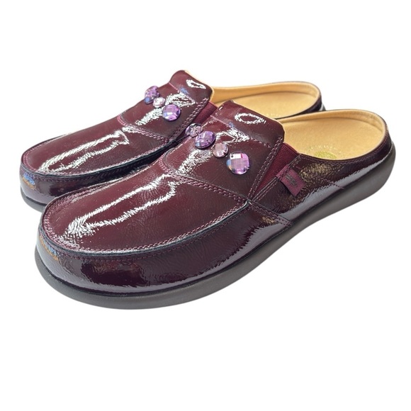 Revitalign Orthotic Patent Leather Mules Clog Siesta Dazzle Womens Sz 9 Burgundy - Picture 3 of 11